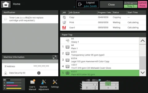 On-Screen Machine Status